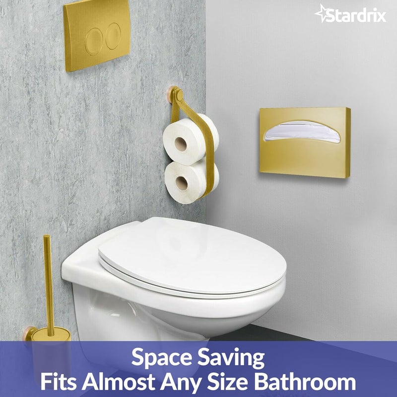 stardrix Stainless Steel Toilet Seat Cover Dispenser, Wall Mount Single or 1/2 Fold Large Capacity Toilet Seat Covers Holder for Commercial and Residential, Brushed Gold - Image 3